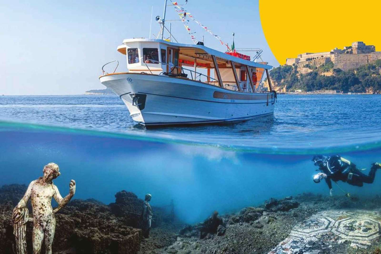 Tour in barca con fondo di vetro del Parco Sommerso di Baia